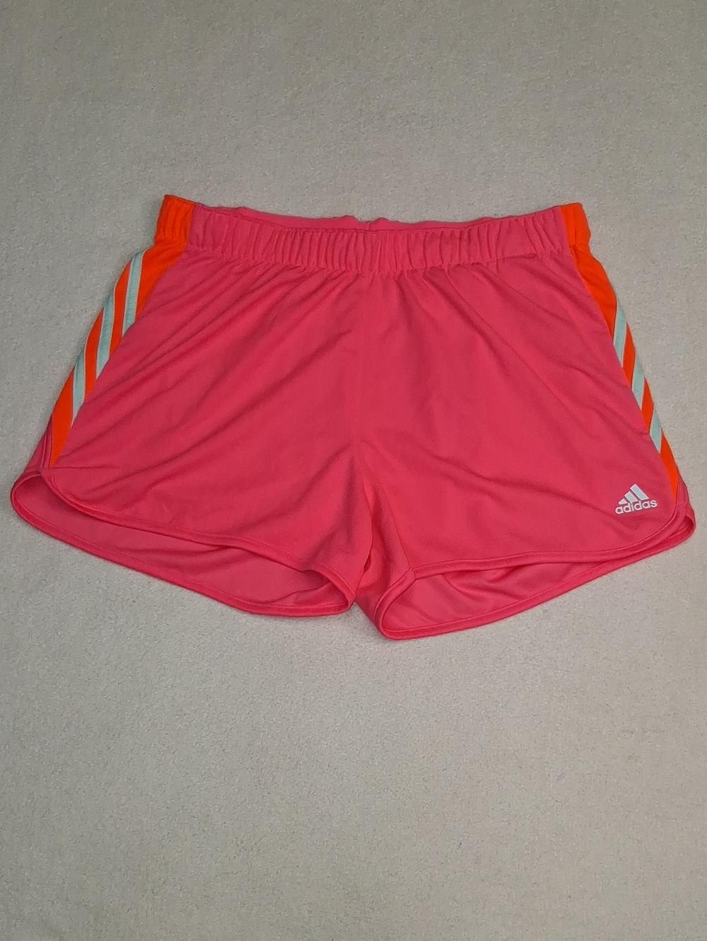 adidas Bright Pink Women's Athletic Shorts with Orange Accents